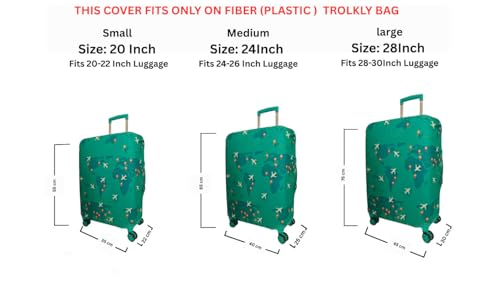 Image of Printed Luggage Cover for Traveling Bag & Suitcase - Stretchable & Scratchproof Trolley Protector with Velcro Lock & Lightweight Washable Material(Suitcase Bag Not Included, Only Cover in Product)