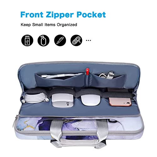MOSISO 360 Protective Laptop Shoulder Bag Compatible with MacBook Air/Pro,13-13.3 inch Notebook,Compatible with MacBook Pro 14 inch M3 M2 M1 2023-2021, Polyester Sleeve with Belt Marble MO-MBH3482