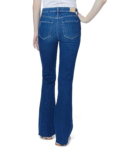 PAIGE Women's High Rise Laurel Canyon Flare Raw Hem in Freesia Destructed2