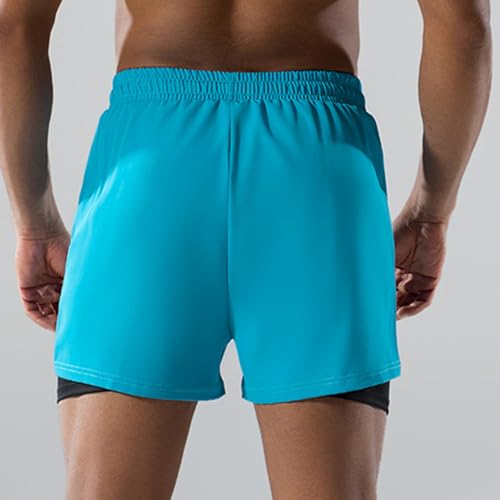 Men's Double Layer Loose Swim Trunks with Compression Liner Quick Dry Swimsuit Beach Shorts2