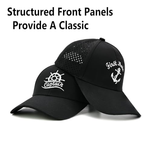 Image of Captain and First Mate Hat, Embroidered Trucker Hats for Couples | Adjustable Snapback Nautical Boating Gift for Men Women
