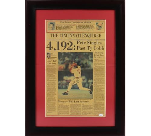Pete Rose Signed Cincinnati Framed The Cincinnati Enquirer Newspaper with “#4192” Inscription