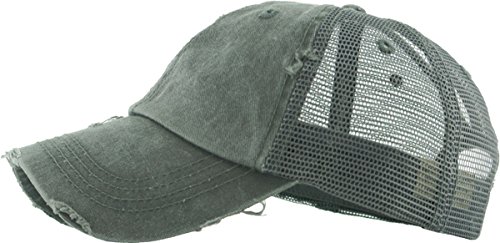 Image of Classic Plain Ponytail Messy High Bun Headwear Adjustable Cotton Trucker Mesh Glitter Hat Baseball Cap