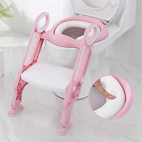 Toilette bébé rose type d'escalier pliant et cadre antidérapant - 2