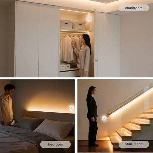 Tira de LED COB con sensor de movimiento 16.4FT 3000K miniatura 6