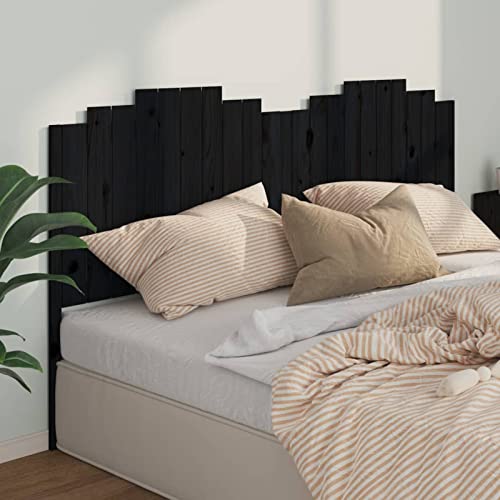 Xichuzi Cabecero de Cama, Cabeceira Cama, Cabezal De Cama, Cabecero Y Mesitas, Mesilla De Noche, Madera Maciza de Pino Negro 206x4x110 cm