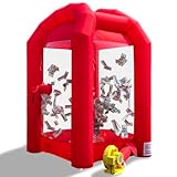 Sewinfla Inflatable Cash Cube Booth with Blower 8.2x5.2 x 5.2 ft Inflatable Money Grab Machine for Business Advertising Event Promotion(Red)