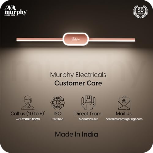 Image of Murphy 16W+2W LED Mirror Light | 3 Color Changing (White /Warm /Natural) | Full Copper Finish, Modern Over Mirror Bathroom /Dressing Table Light | Pack of 1 | 2-Year Warranty