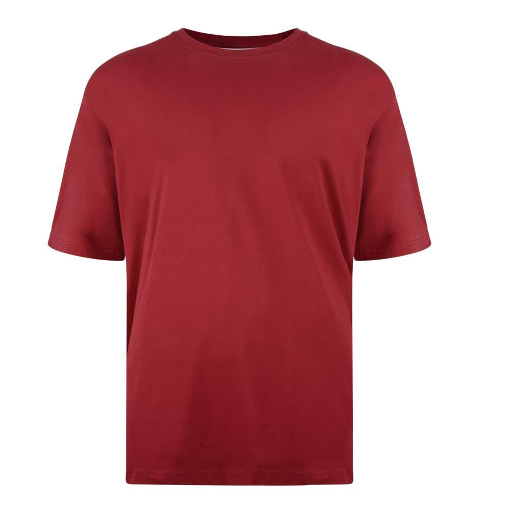 Kam Men's Wine Big Size Pure Cotton/Cotton Rich Plain Tee Shirt In In 5XL