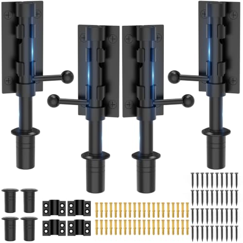 Image of 6.3 Inch Slide Bolt Gate Latch, Barrel Bolt Latch, 4 Pack Black