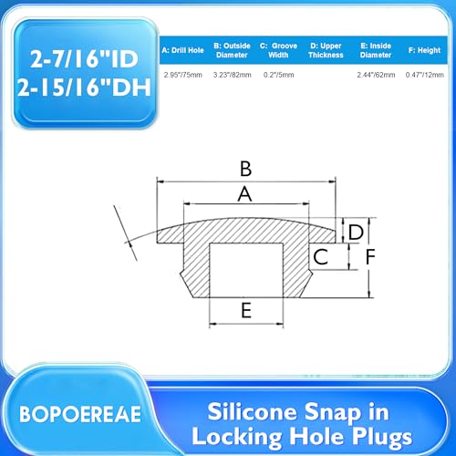 Image of 2 Pcs 75 mm Silicone Rubber Plugs Snap in Locking Hole Plugs for 75 mm (2-15 /16 inch) Round Holes, Flush Type Rubber Stoppers, Flexible Tube Pipe End Caps Covers, Waterproof Sealing Plugs, White