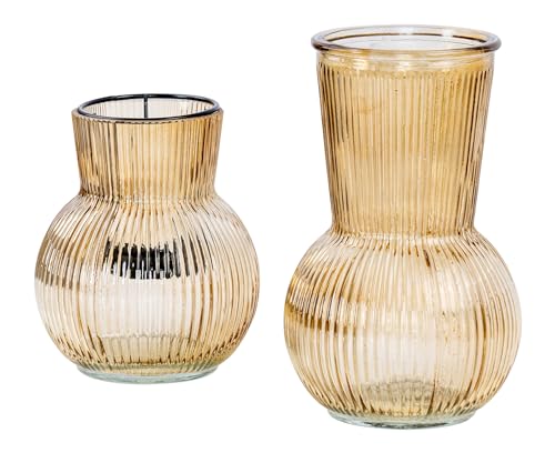 2er Set Tischdeko Vase Windlicht Beige Braun Glas Rund Teelichthalter Retro Rillen Deko Kerzenhalter Blumenvase Glasvase Deko-Set 2er Set Tischdeko Vase Windlicht Beige Braun Glas Rund Teelichthalter Retro Rillen Deko Kerzenhalter Blumenvase Glasvase Deko-Set