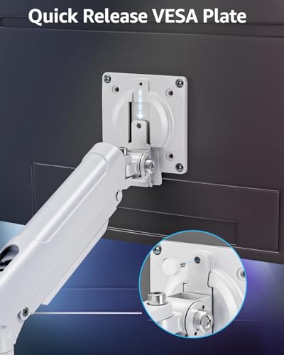 Image of Monitor Arm for 13-32 inch Screens, Monitor Desk Mount, Adjustable Height, VESA Mount with Clamp & Grommet Bases, Freelift White