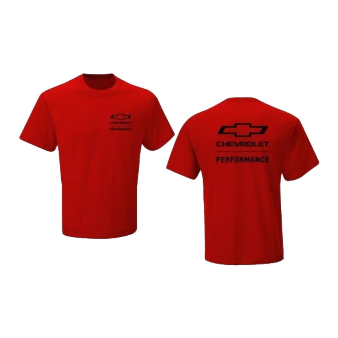 Checkered Flag SportsChevrolet Performance T-Shirt for Men Red - Licensed Short Sleeve Chevy Racing Apparel, Red, M