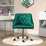 MOJAY Velvet Office Swivel Chair, Vanity Chair, Fabric Desk Chair, Pretty Fancy Chair, Gold Office C