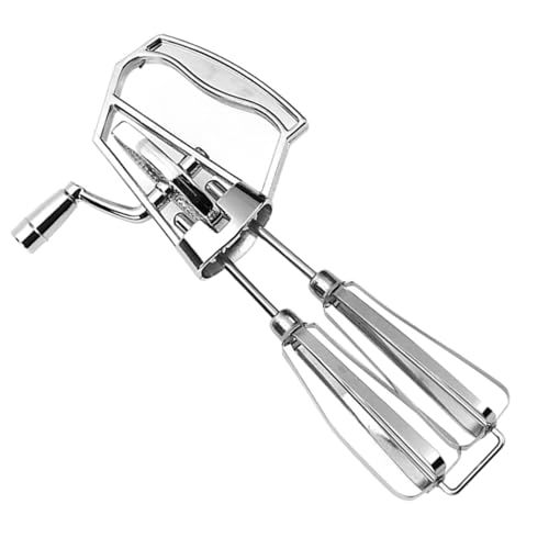 Mezclador manual de manivela de huevo manual de acero inoxidable con cabezales giratorios dobles para batir y hornear eficientes