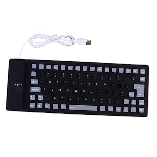 SEWACC Teclado de Silicona USB Enrollable Resistente al Agua y Polvo Silencioso con Cable para Ordenador Portátil y PC Flexible Duradero y Fácil de Transportar