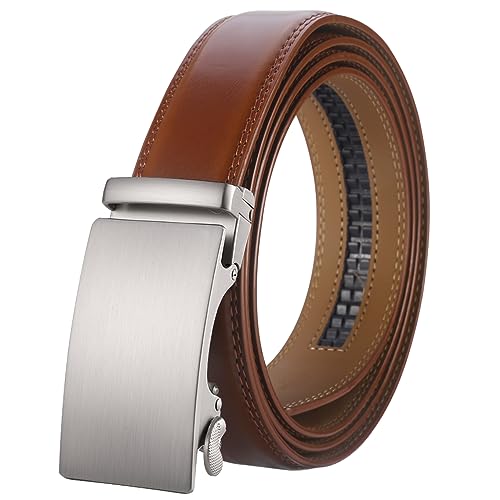 Image of Men's Real Leather Ratchet Dress Casual Belt, Cut to Exact Fit,Elegant Gift Box