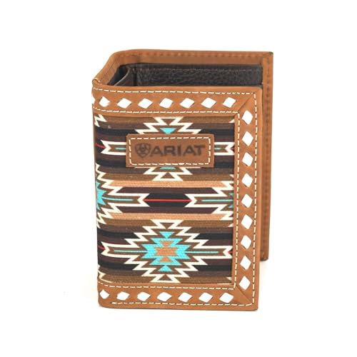 ARIAT Trifold Southwest Diamond Lace Wallet, Brown2