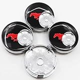 4pcs 60 mm for Horse Logo Black Silver Alloy Wheel Center Caps Hub Rim Caps (Black/red for Horse)