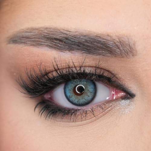 Venus Blaue Kontaktlinsen Ohne Stärke - 0.00 Dioptrien - Weiche Jahreslinsen Blue Contact Lenses für Damen & Brillenträger - 1 Paar - 14.2 mm - Larimar Turquoise