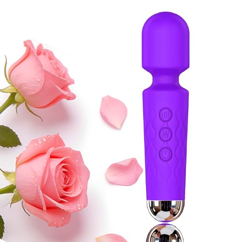 Personal Massager Silicone 8 Speeds 20 Modes Portable Waterproof Whisper-Quiet USB Rechargeable Pink (Purple)