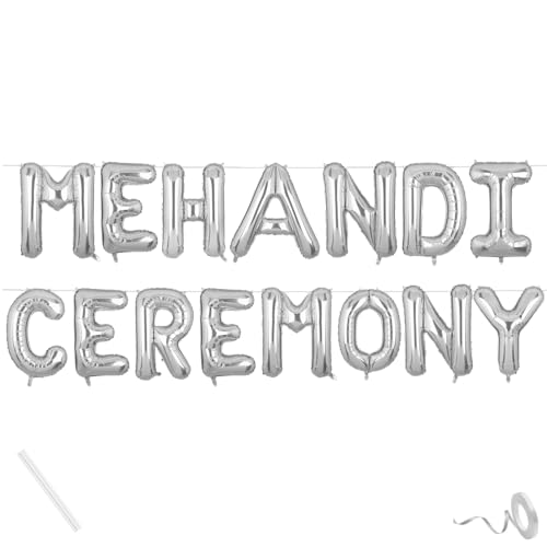 Image of Mehandi Ceremony Banner Silver for Wedding Home Boys Girls Men Women Foil Balloon Decoration Decor Celebration Silveren