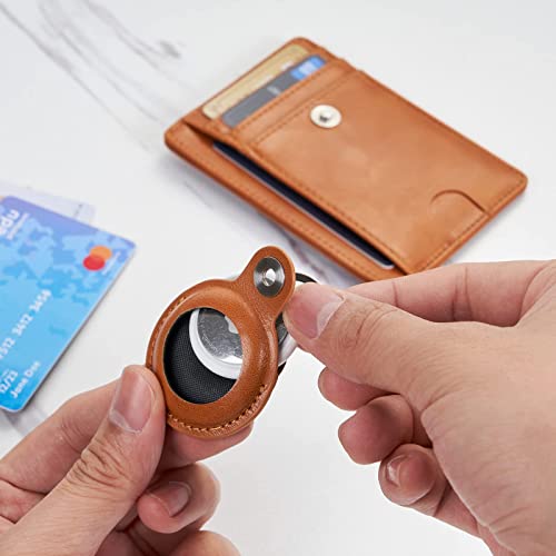 Mutural Slim Minimalist Wallet for Men with Detachable Case Holder for Airtag, Leather Front Pocket Wallet Credit Card Case (Brown)2