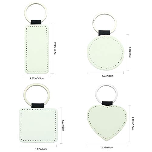 Image of 12 Pcs Sublimation Blank Keychains,PU Leather White Keychains Ornament Pendants for Man Women Crafts Heat Transfer