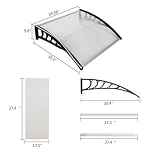   Window-Awning-Door-Canopy-Outdoor-Polycarbonate-Cover-Outdoor-Front-Door-Patio-Canopy-UV-Rain-Snow-Sunlight-Protection-40-x-40-White-CanopyBlack-Bracket