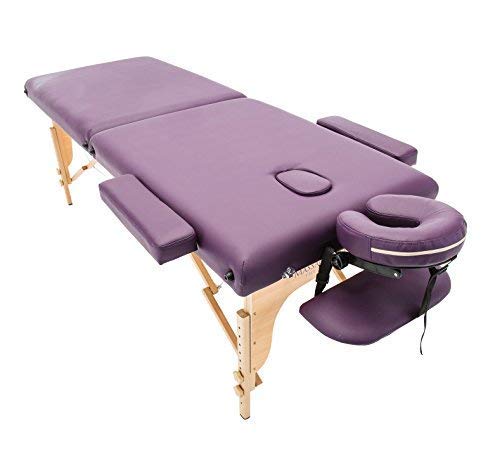 Massage Imperial® Charbury Violette - Table de Massage Pliante Légère - 2 Zones avec Panneaux d’Extrémité Reiki en Bois Cover