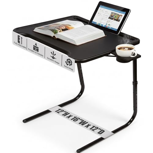 Table-Mate Ultra Folding TV Tray Table and Cup Holder, Adjustable