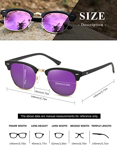 Image of AEVOGUE Polarized Semi Rimless Sunglasses for Men Women, Retro UV400 Sun Glasses for Driving Outdoor