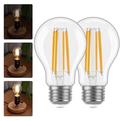 Image of ALAMPEVER 3 Way Light Bulbs 2 Pack, 30 /70 /100W Equivalent, Bright A19 LED Light Bulb, 2700K Soft White, 500 /1000 /1600LM, 4 /8 /12W, E26 Base, Non-Dimmable, ldeal for Living Room, Entryway, Home Office