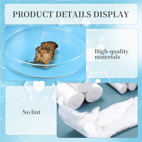 THXFUNAREA Zahnwatterollen 200 PCS Dental Watterollen Hochsaugfähig Cotton Rolls Zahnärztliche Gaze Baumwollrollen Wattebausch Nasenstöpsel 100% Baumwolle Verbandwatte