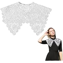GALPADA Lace Hollow Fake Collar for Women Detachable Floral Shawl with Pearl Button Closure Breathable Vest and Dress Accessory for Party and Wedding