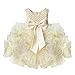 IEFIEL Vestido de Fiesta Boda Comunion Traje de Bautizo para Bebé Niña (3 Meses-4 Años) Vestido Bowknot Tutú de Cumpleaños Vestido Princesa Elegante sin Mangas Beige 6-9 Meses