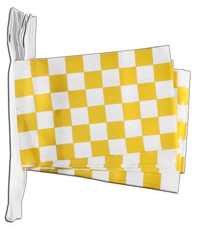 Guirlande drapeau damier jaune-blanc 5,9 m pour decorer une salle de fete