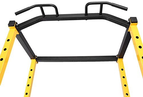 Product Image 4: HulkFit 1000-Pound Capacity Multi-Function Adjustable Power Cage with J-Hooks and Dip Bars, Power Cage Only, Yellow