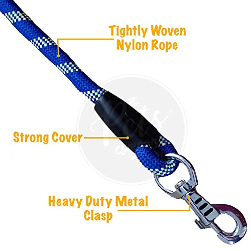 Image of The Pets Company Short Rope Dog Leash for Giant & Large Dogs with Rubber Hand Grip, Blue 18 mm, 2 Feet