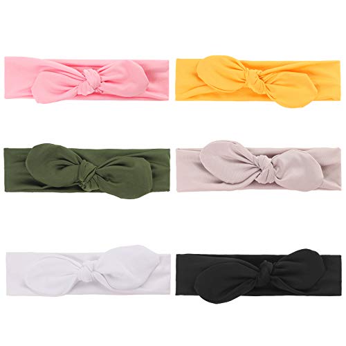 6 Pcs Solid Color Headbands for Women Turban Headwraps Hair Bands Womens Headbands Fashion Bow Knot Hair Accessories for Women (Color A)