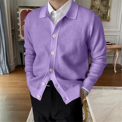 DbdkejjMen's Cardigan Sweater Lapel Button Long Sleeve Casual Simple Warm Knitted Basic Sweater2