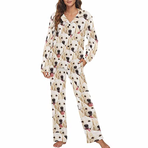 MyPupSocks Custom Face Pajamas for Women Set, Personalized Photo Long Sleepwear XS-XXL