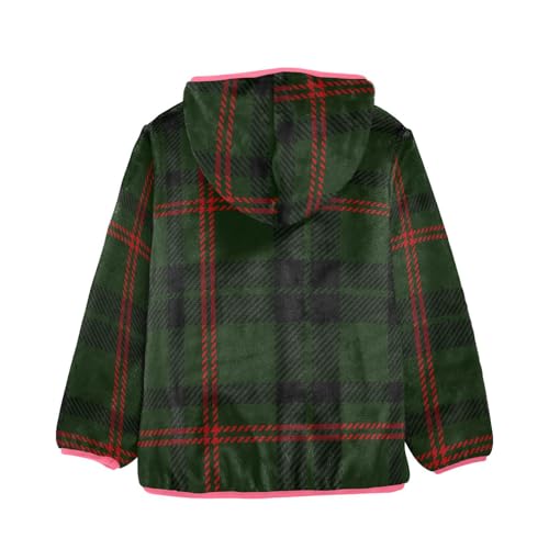 GuoChe Black Green Red Plaid Baby Girl Fleece Jacket2