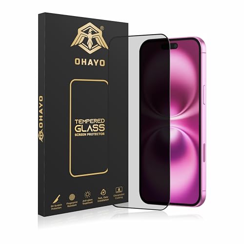 Image of OHAYO Privacy Tempered Glass Screen Protector Compatible with iPhone 15 Plus - Anti-Spy Filter, 9H Hardness, HD Clarity, Bubble-Free Installation, Case Friendly, Fingerprint Resistant