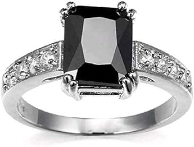 Yuren Charming Women 925 Sterling Silver Black Onyx Ring Wedding Engagement Jewelry Size 6-11 (US code 10)