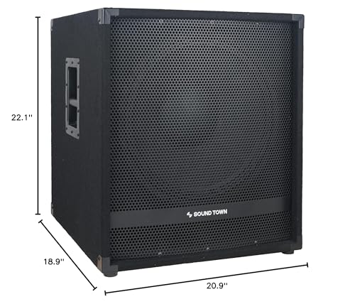 Image of Sound Town Pair of 15 inch 1800W Powered Subwoofers with Class-D Amplifiers, 4 inch Voice Coils, High-Pass Filters (METIS-15PWG-PAIR)