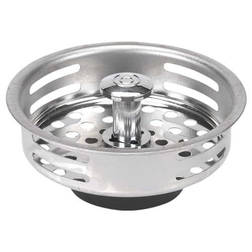 Colador para fregadero de cocina con cesto y tapón cromado
