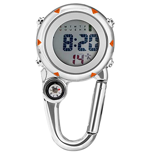 DHDHWL mosquetón Reloj Mosquetón Mosquetón, Mosquetón de Clip-on ENGAÑAR Mire el Reloj de Cuarzo de Cuarzo Multifuncional Reloj Digital Luminoso con brújula for Actividades de Escalada en el Exterior Cover