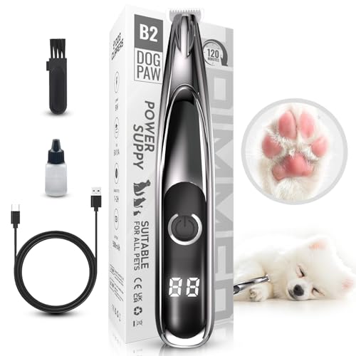 Cortadora de patas de perro, afeitadora pequeña para mascotas, inalámbrica, con luz LED y pantalla, recortadora de patas de gato para ojos, orejas, cara, grupa